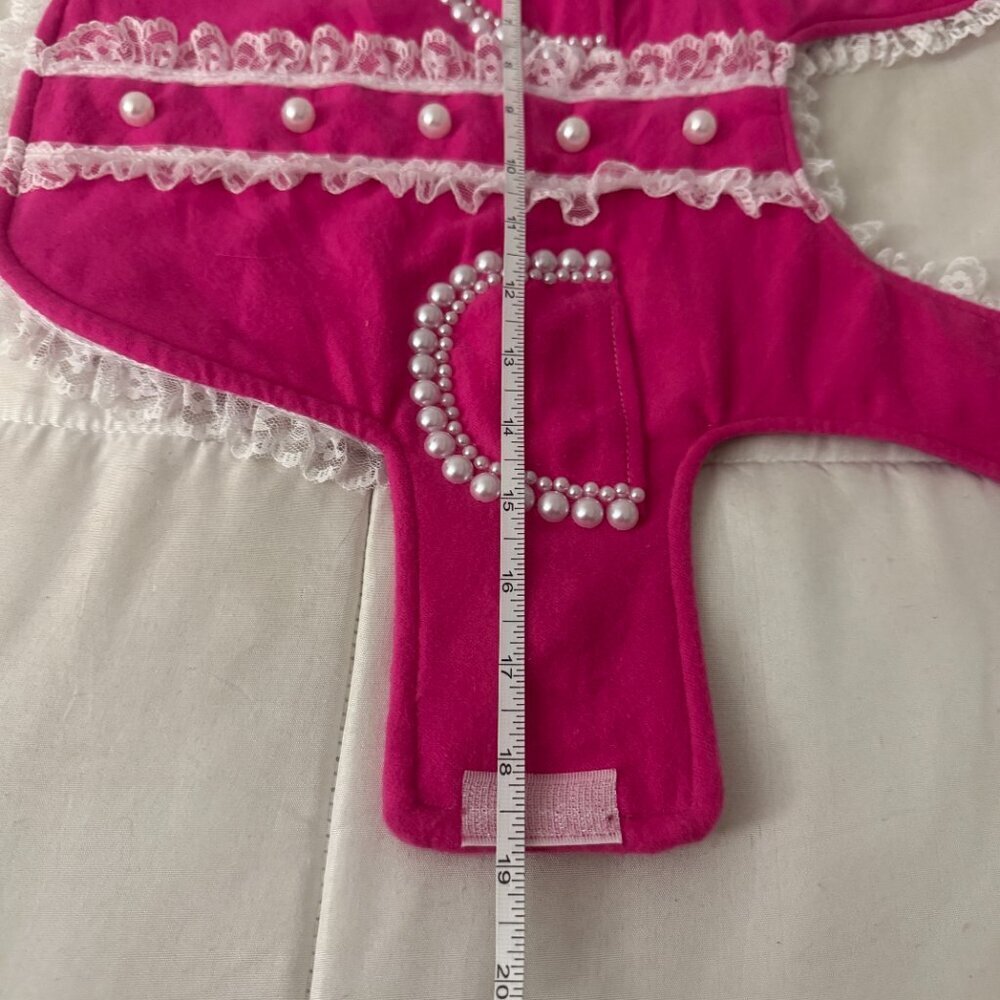 Luxury Pink Pearl-Lace Dog Vest – Adjustable Velcro Designer Coat Size Small NWT - Picture 6 of 6